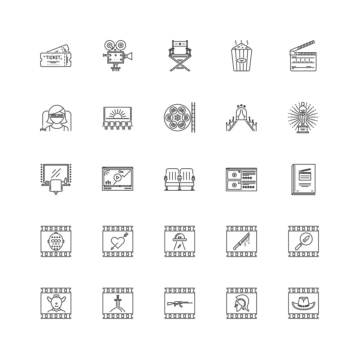 The Cinema Outline Icons 25 preview image.