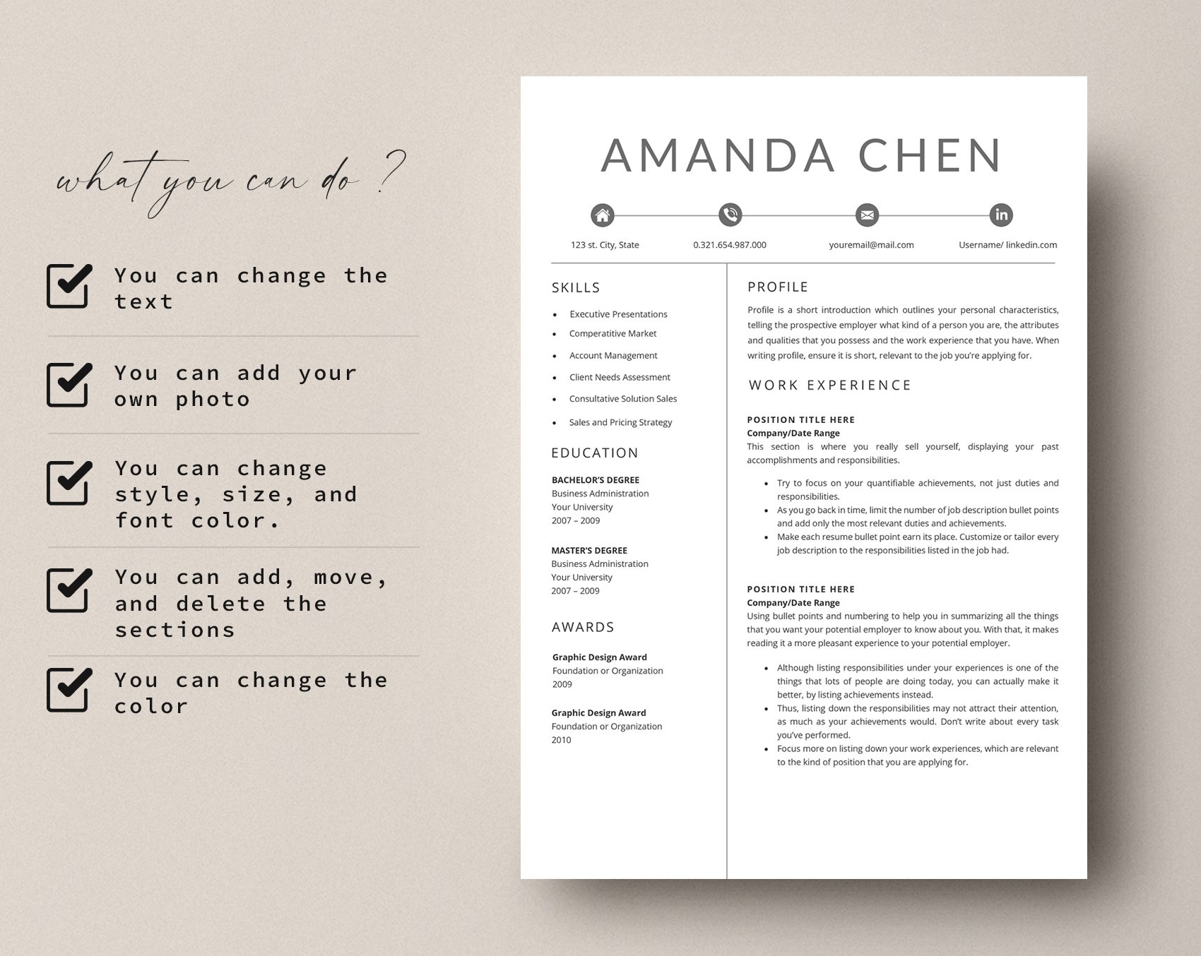 MS. Word - Resume Template 4 Pages preview image.