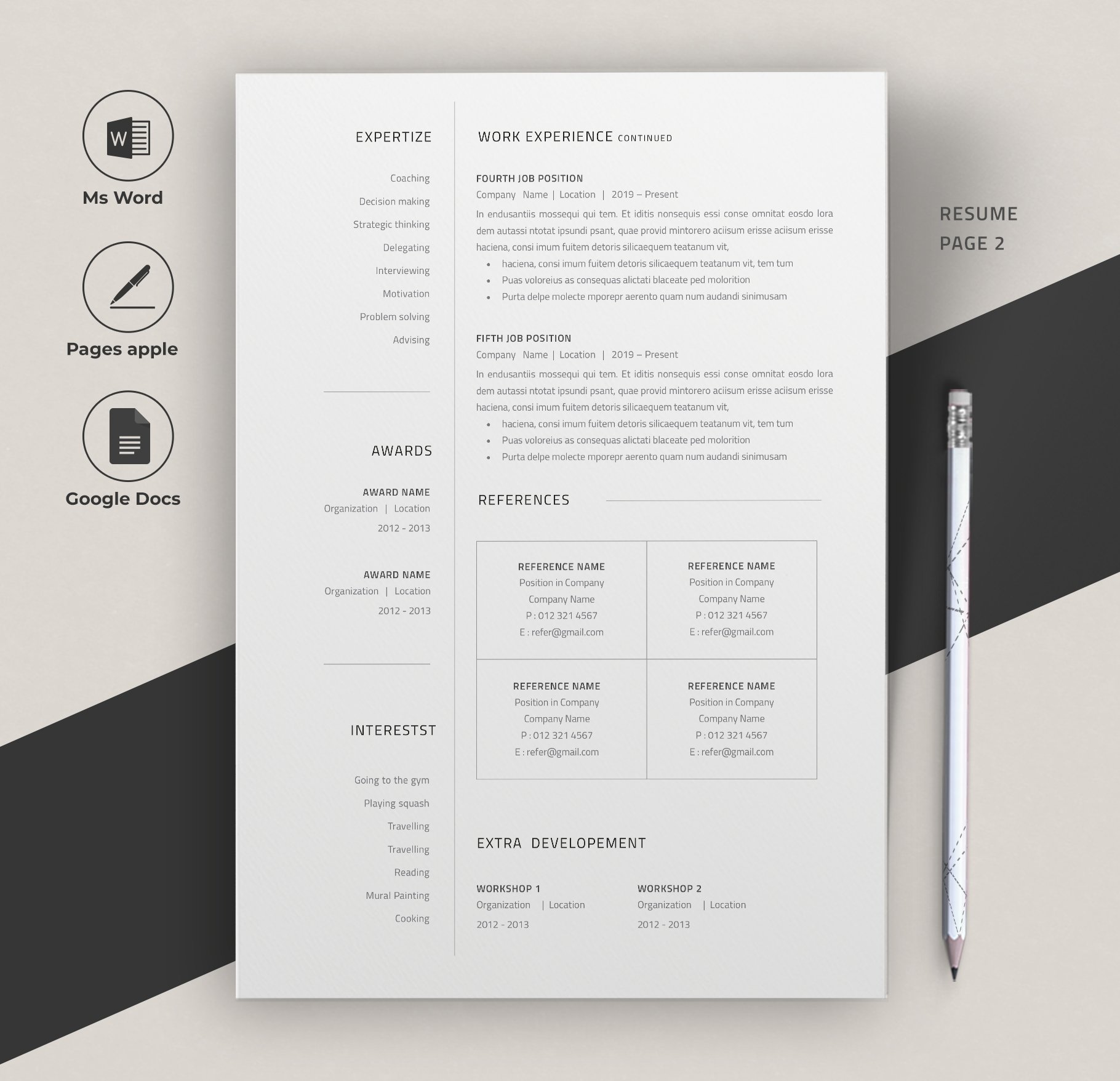 Clean and modern resume template.