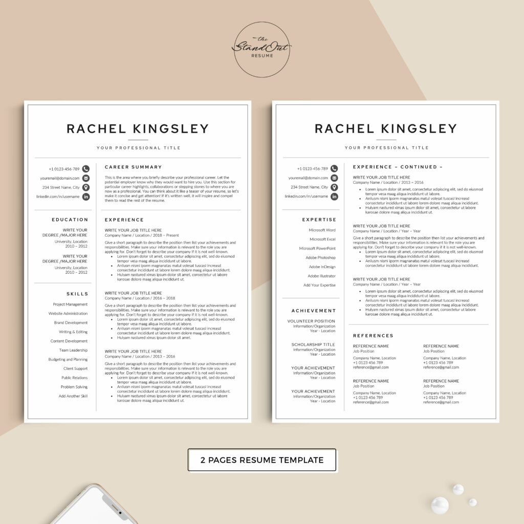 Resume/CV Template - RACHEL – MasterBundles