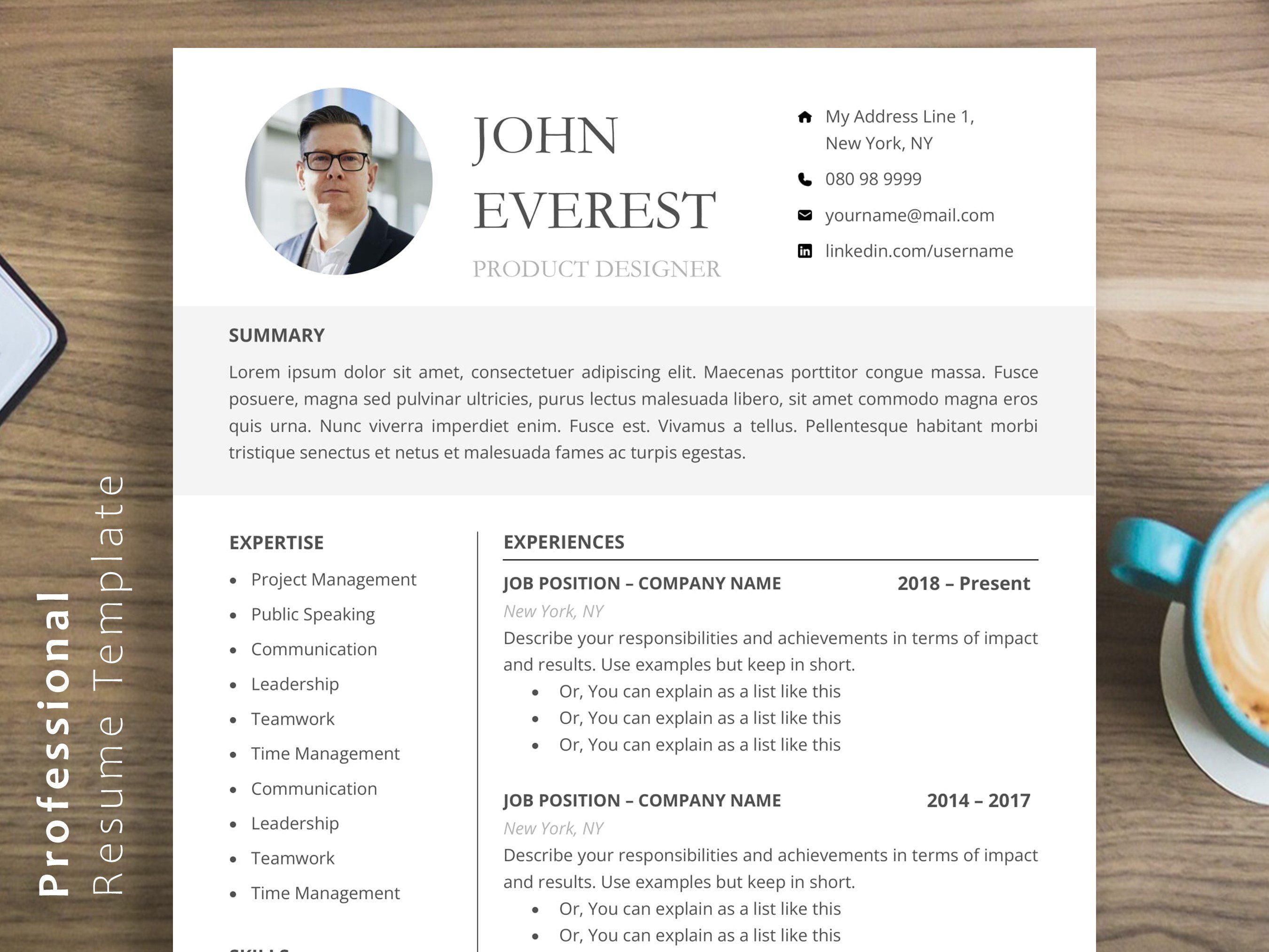 Minimal Business CV Resume Template preview image.