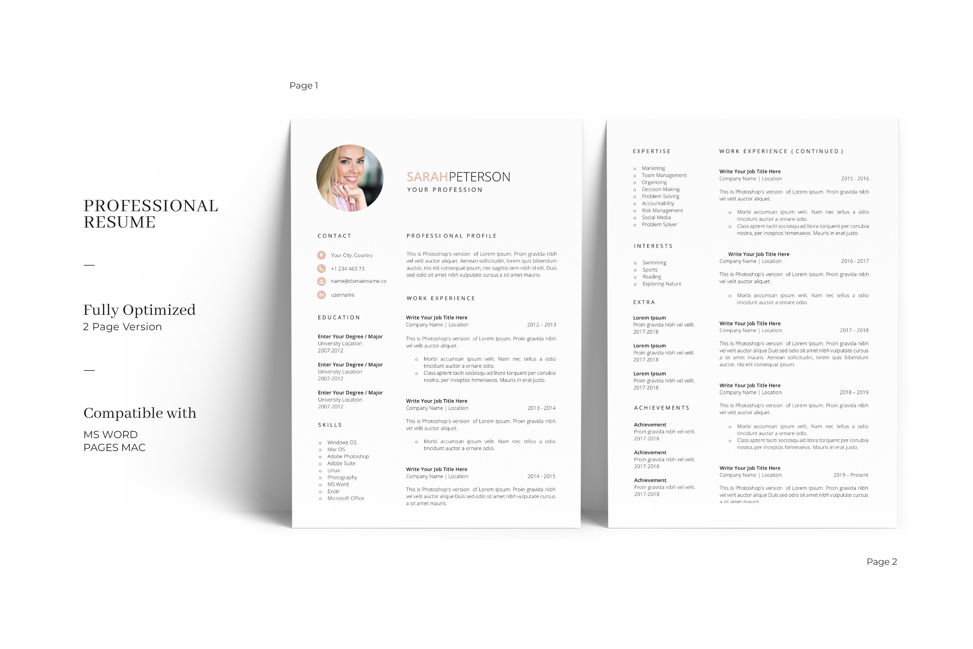 Teacher Resume Template with Photo preview image.