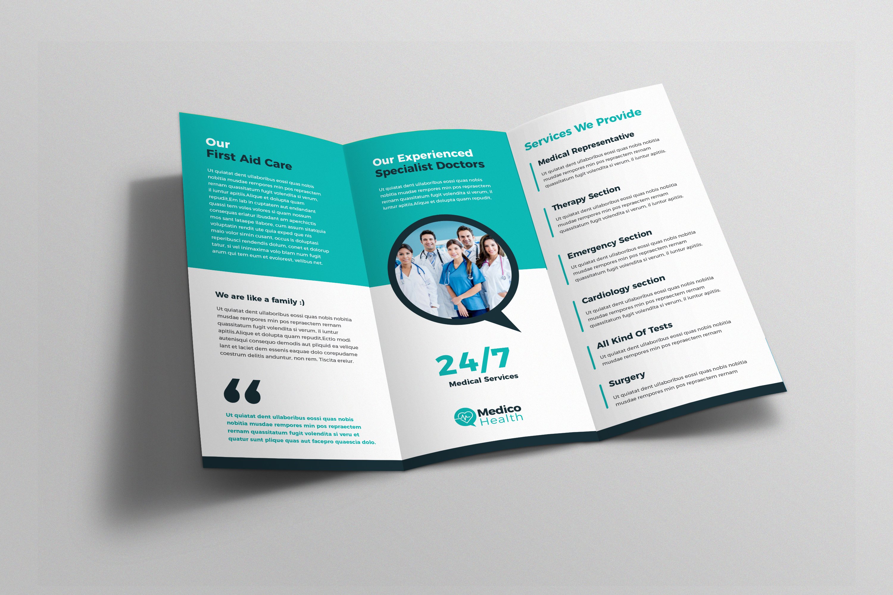 Medical Healthcare Tri-Fold Brochure preview image.