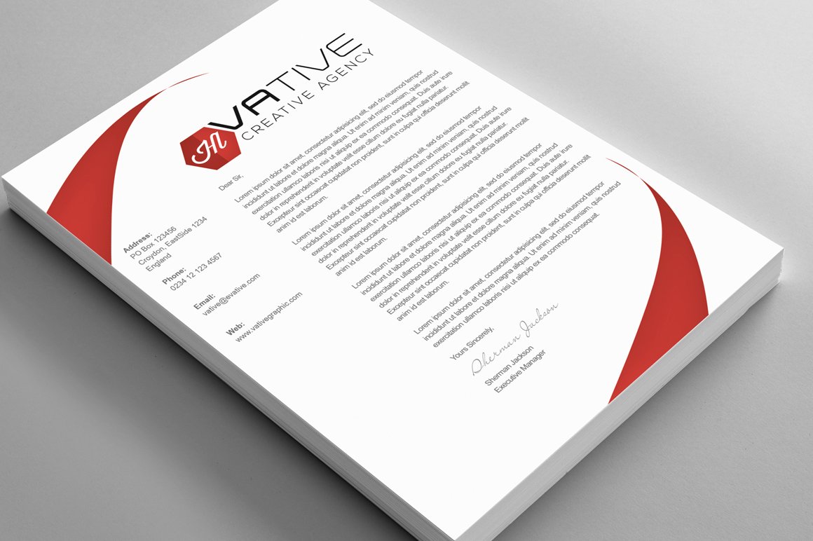 Creative Corporate Agency Letterhead preview image.