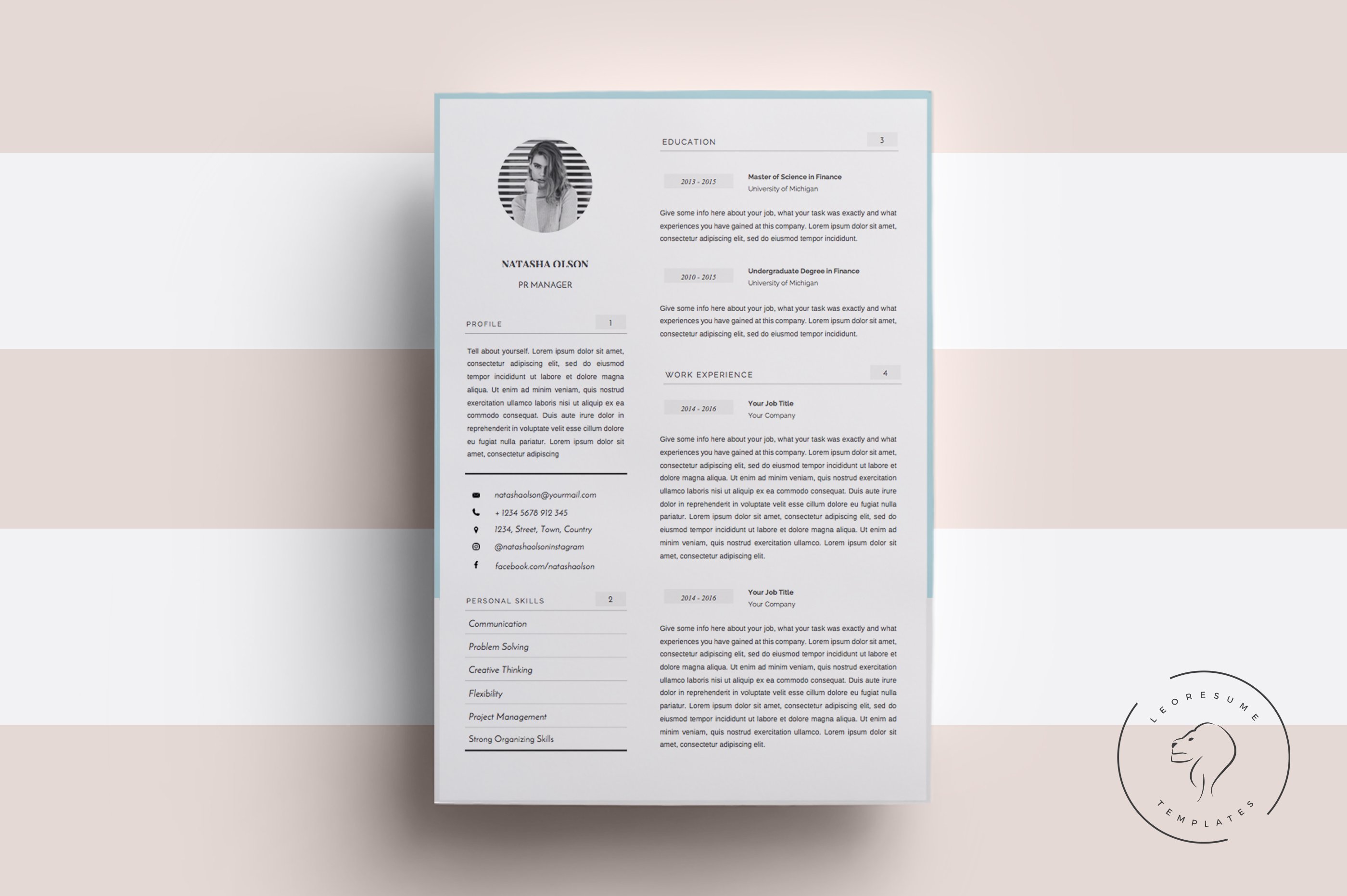 Resume Template for MS Word, 5 Pages cover image.