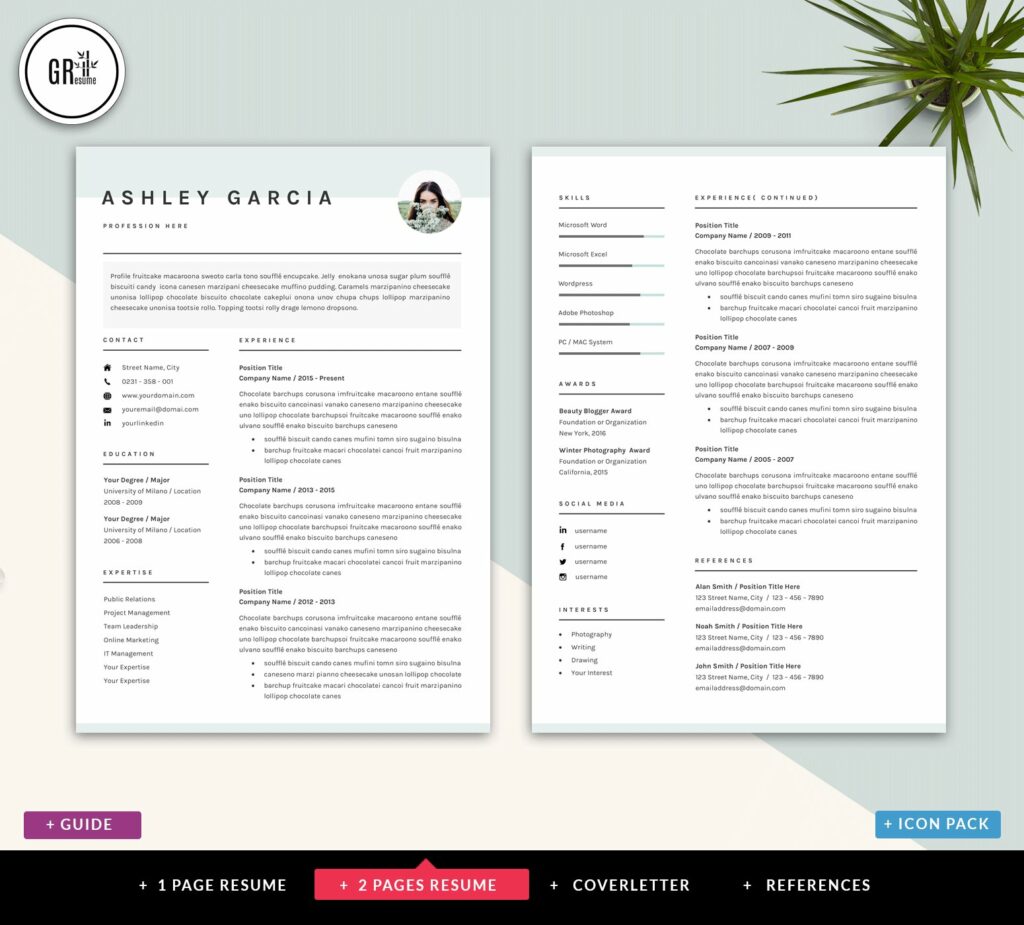 Resume CV Template for Word – MasterBundles