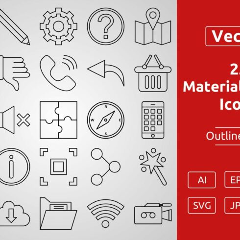 25 Material Design Outline Icons cover image.