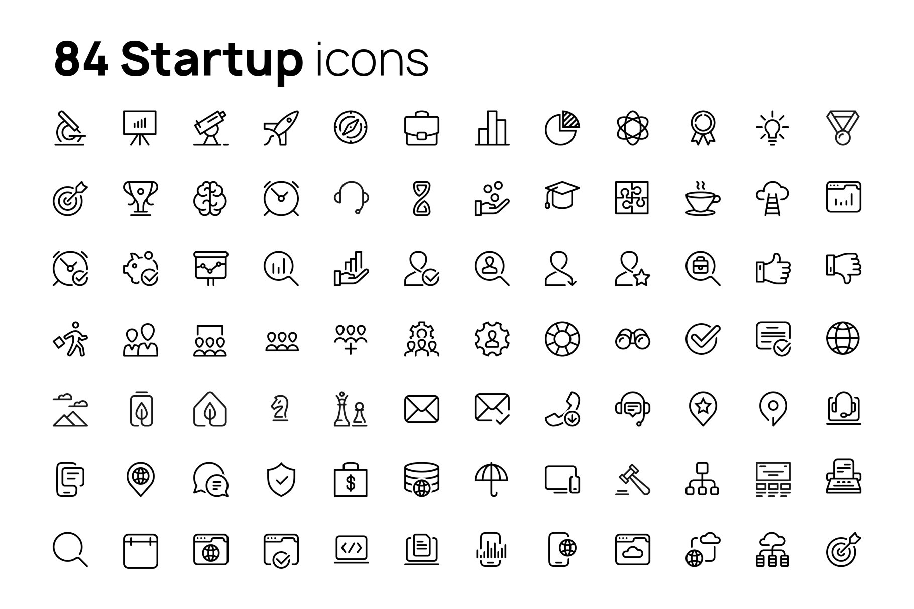 Startup line icons set preview image.
