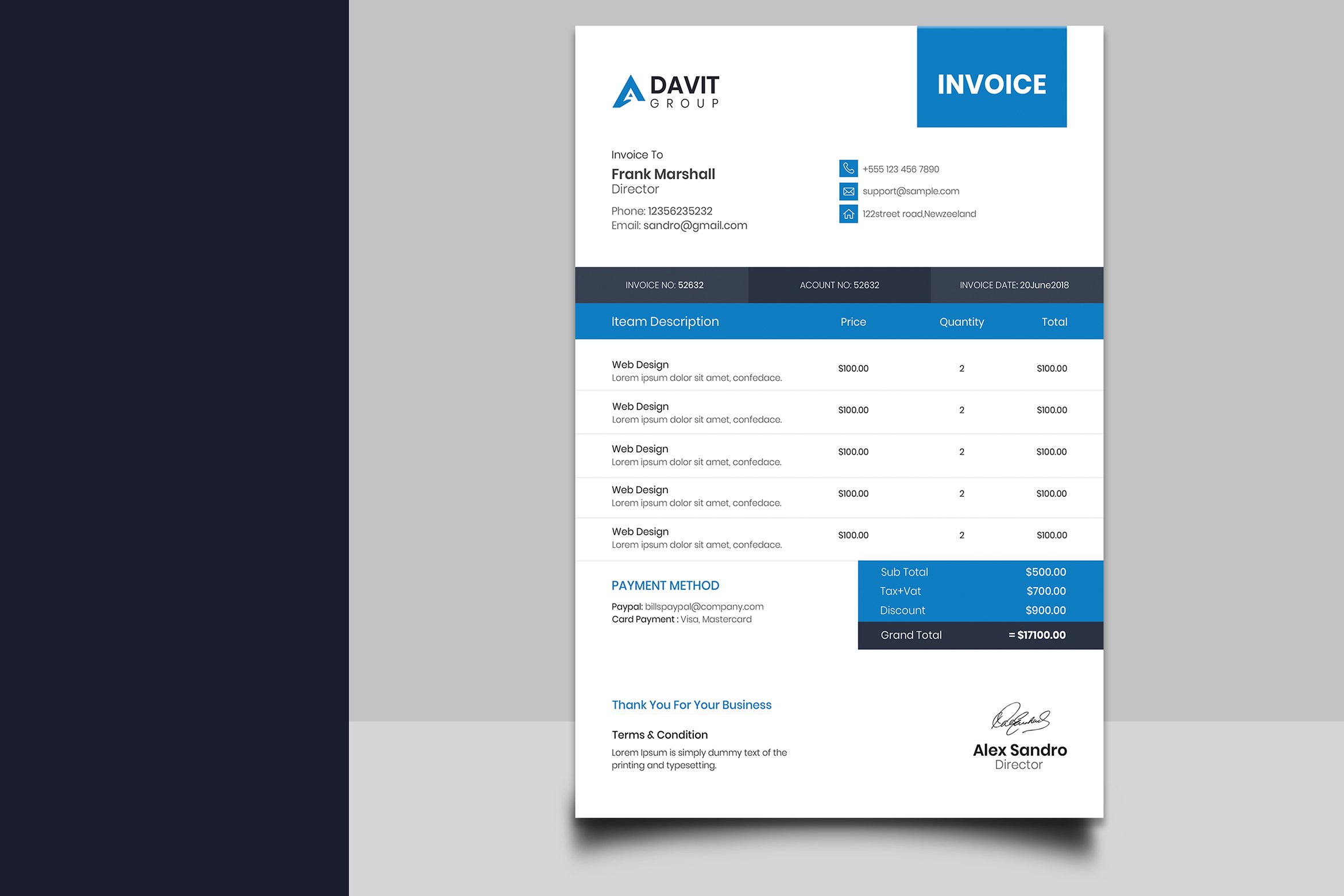 Invoice Design preview image.