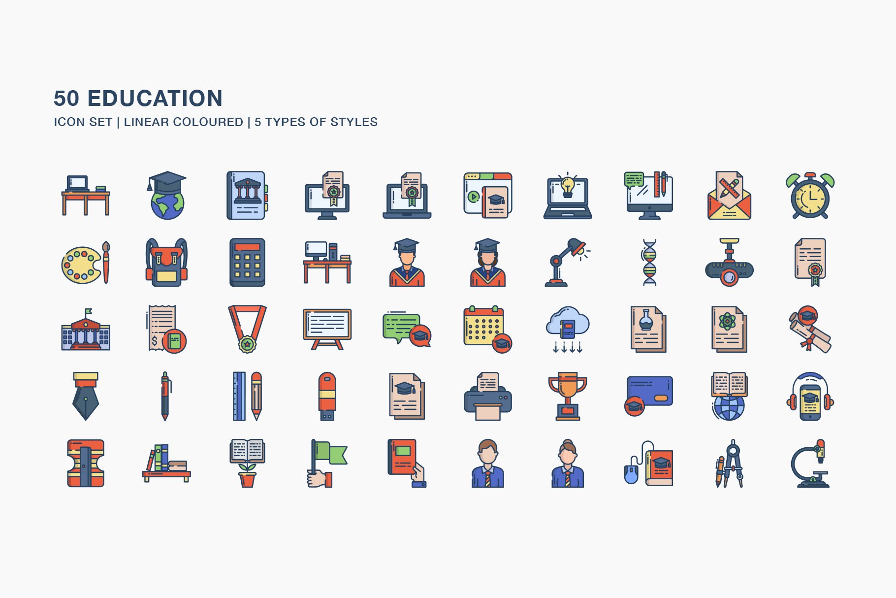 Education icon set preview image.