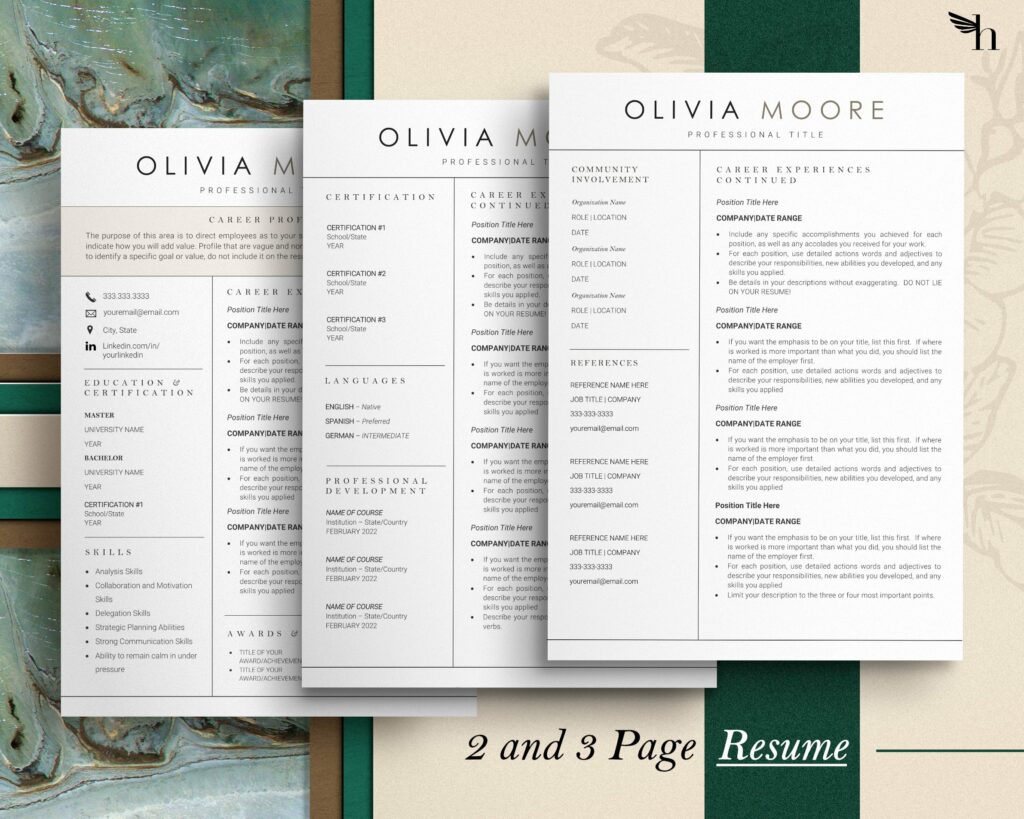 OLIVIA RESUME TEMPLATE + BONUSES MasterBundles