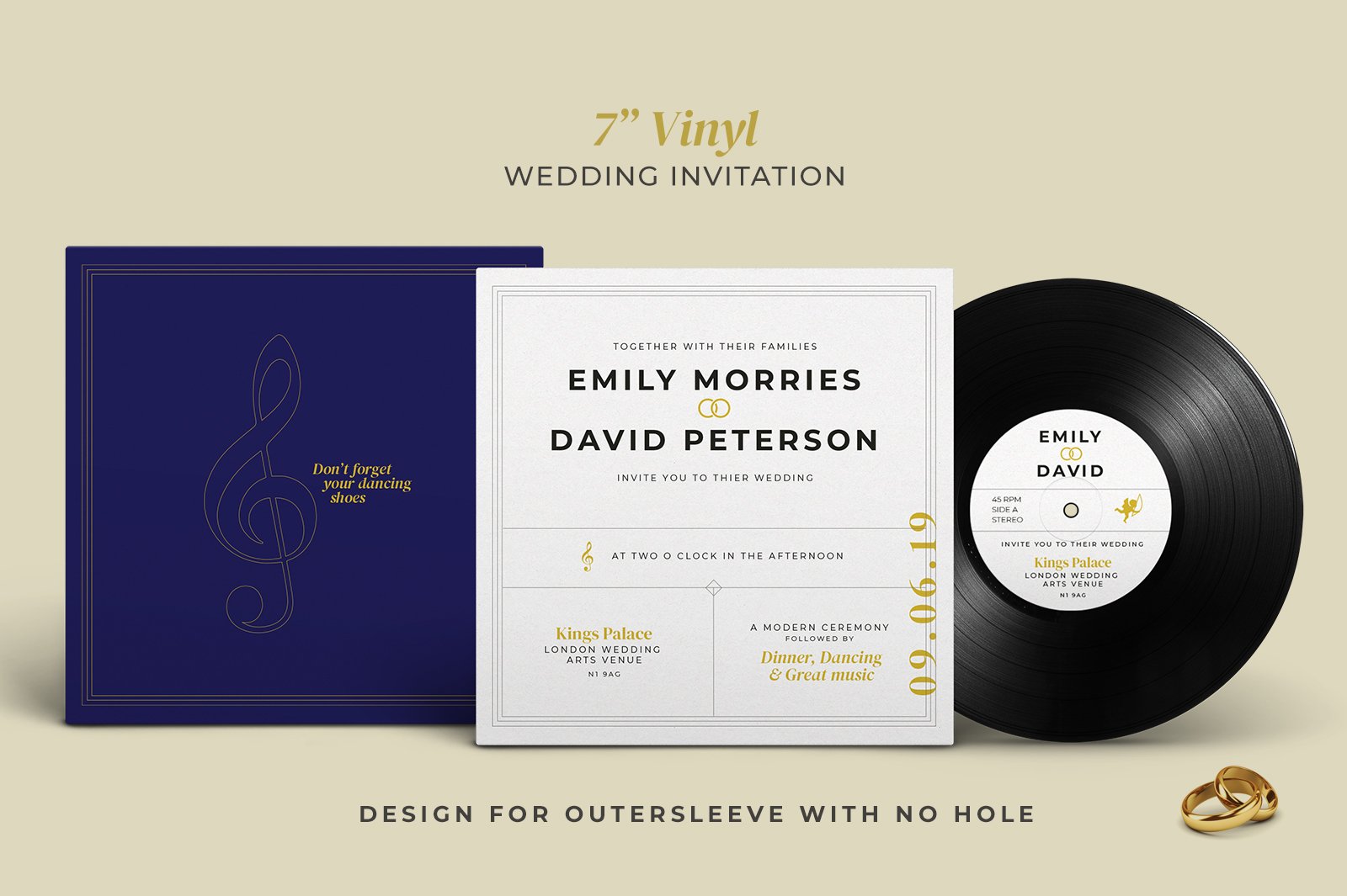 7" Vinyl Record Wedding Invitation preview image.