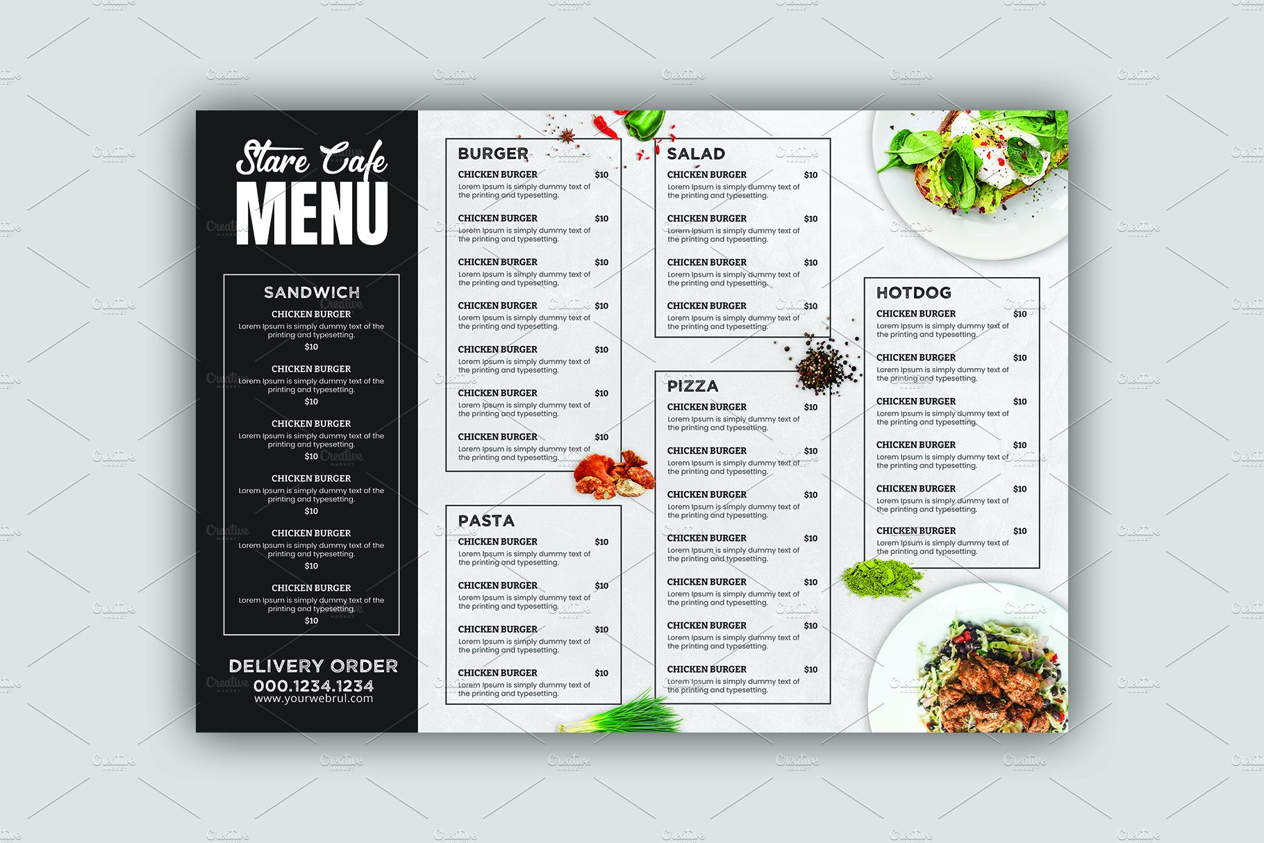 Food Menu Template preview image.