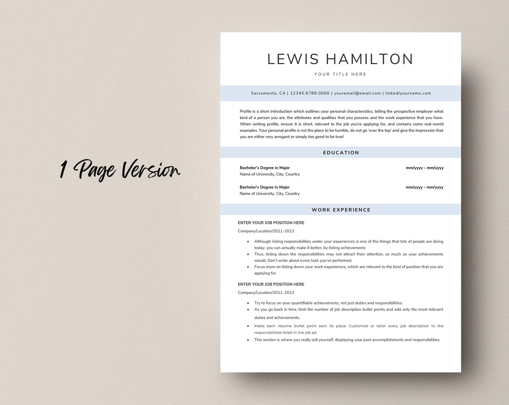 Clean Resume Template / CV preview image.