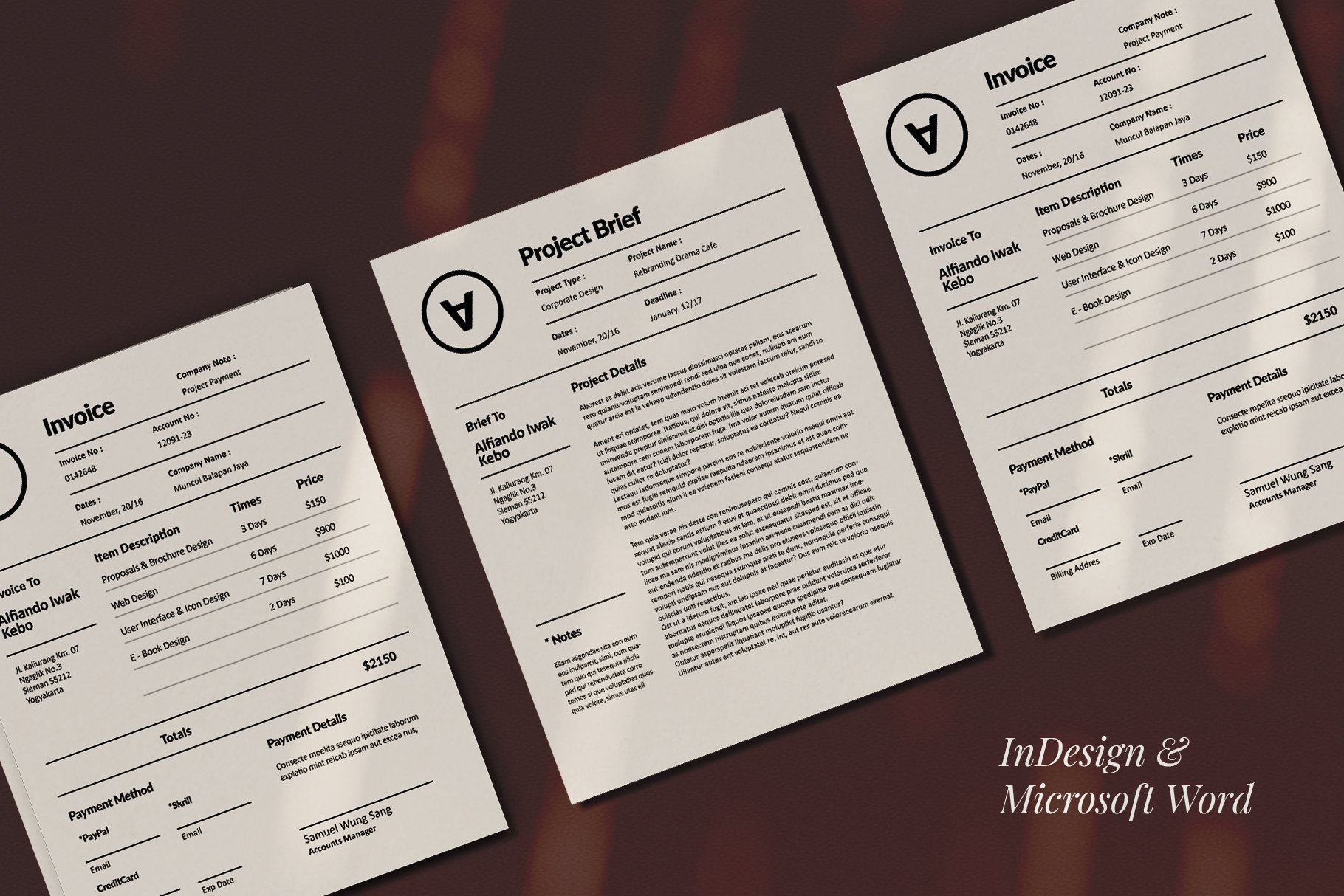 Polem Invoice Template (Indd+MsWord) preview image.