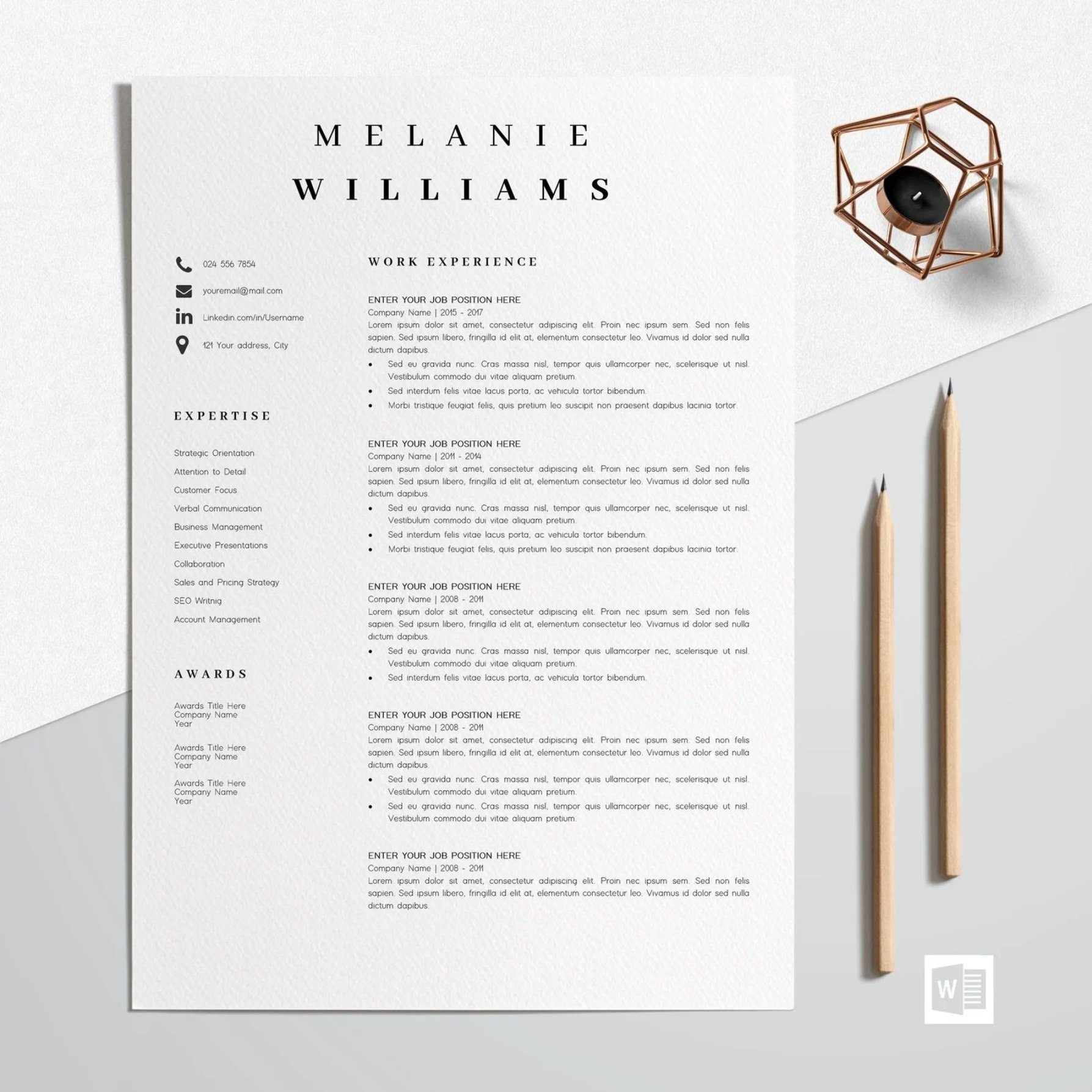 Resume Template Word | CV Template preview image.