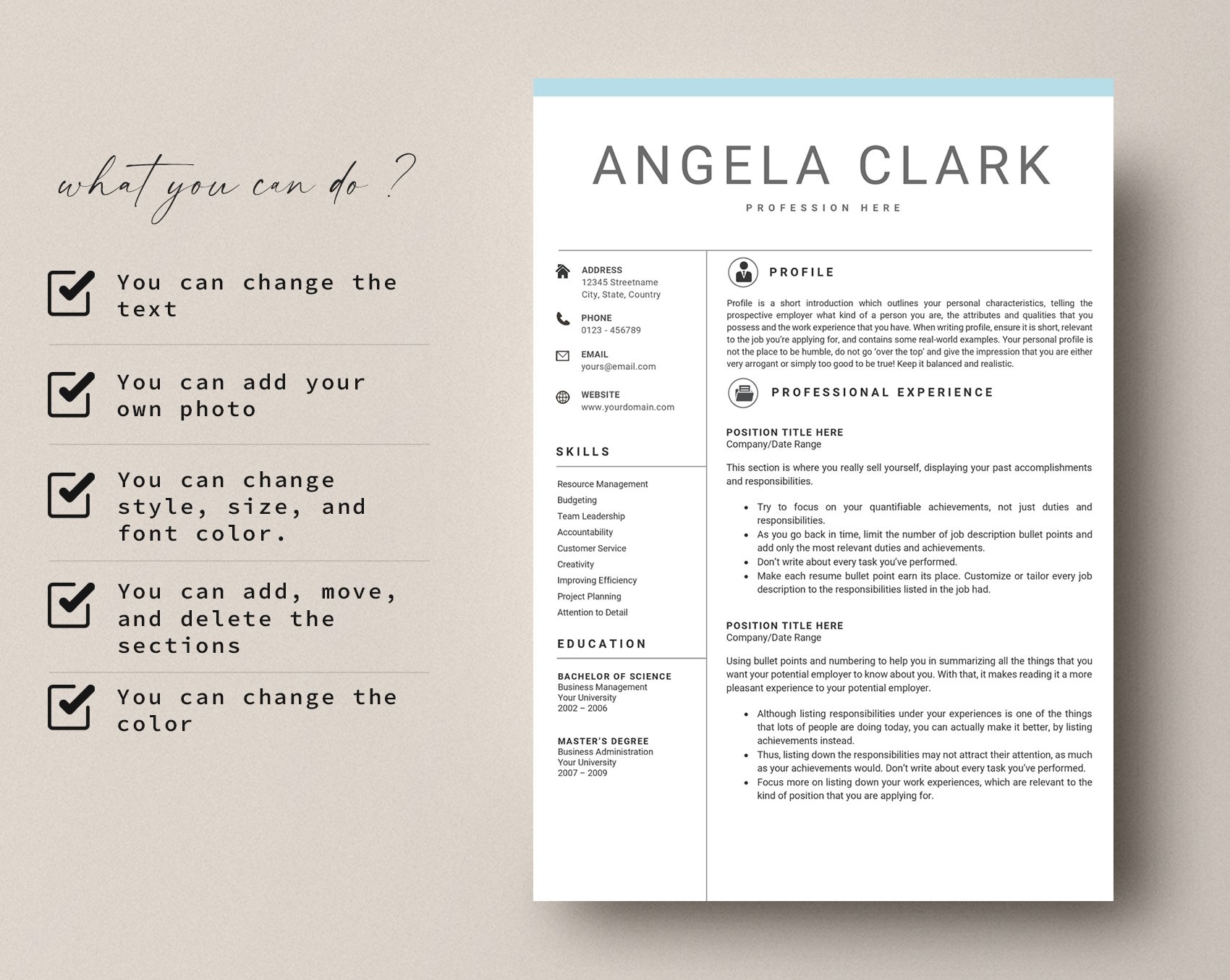 Word Resume 2 Pages & Cover Letter preview image.