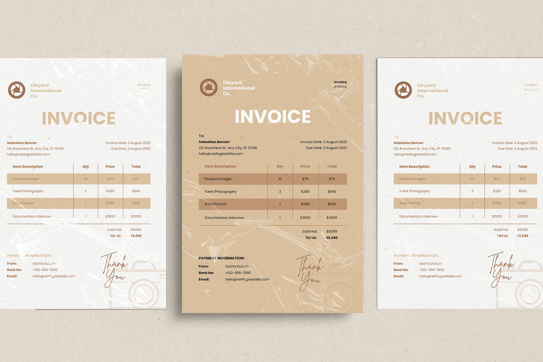 Photographer Invoice Template preview image.