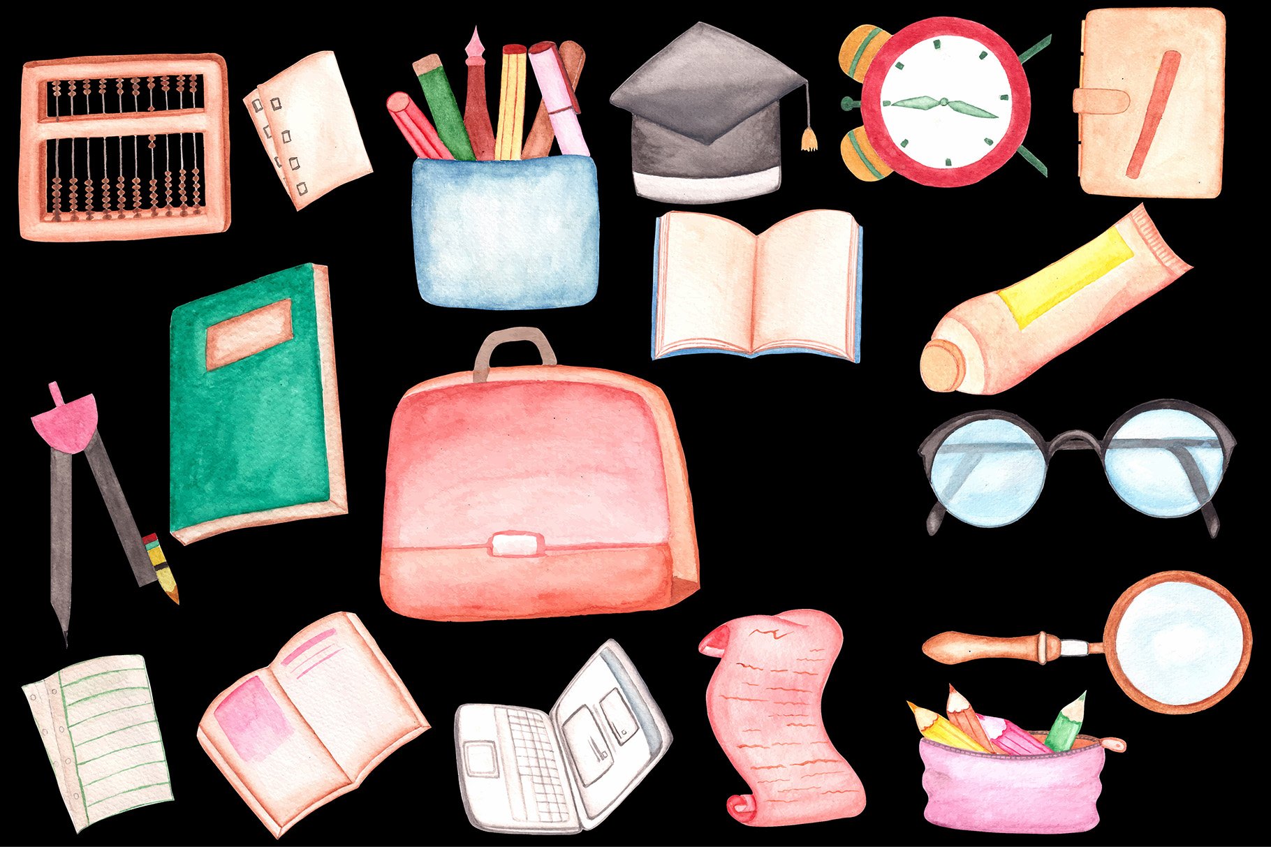 Watercolor Back to School Clipart preview image.