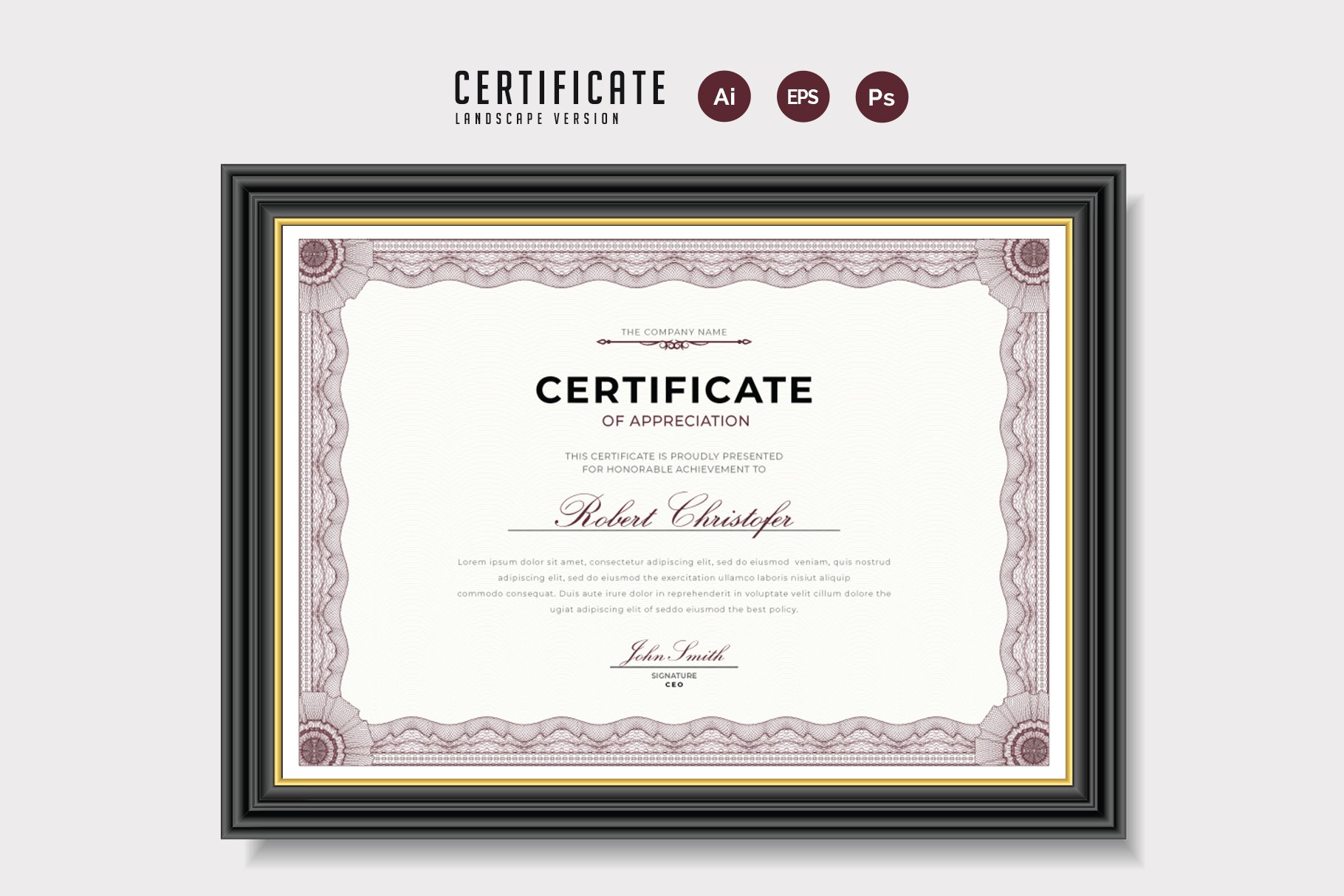 051. Clean Certificate Template preview image.