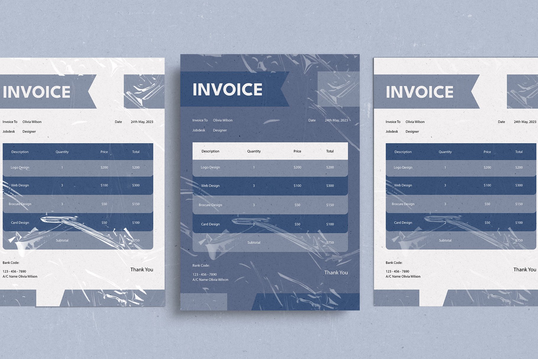 Canva Invoice Template preview image.