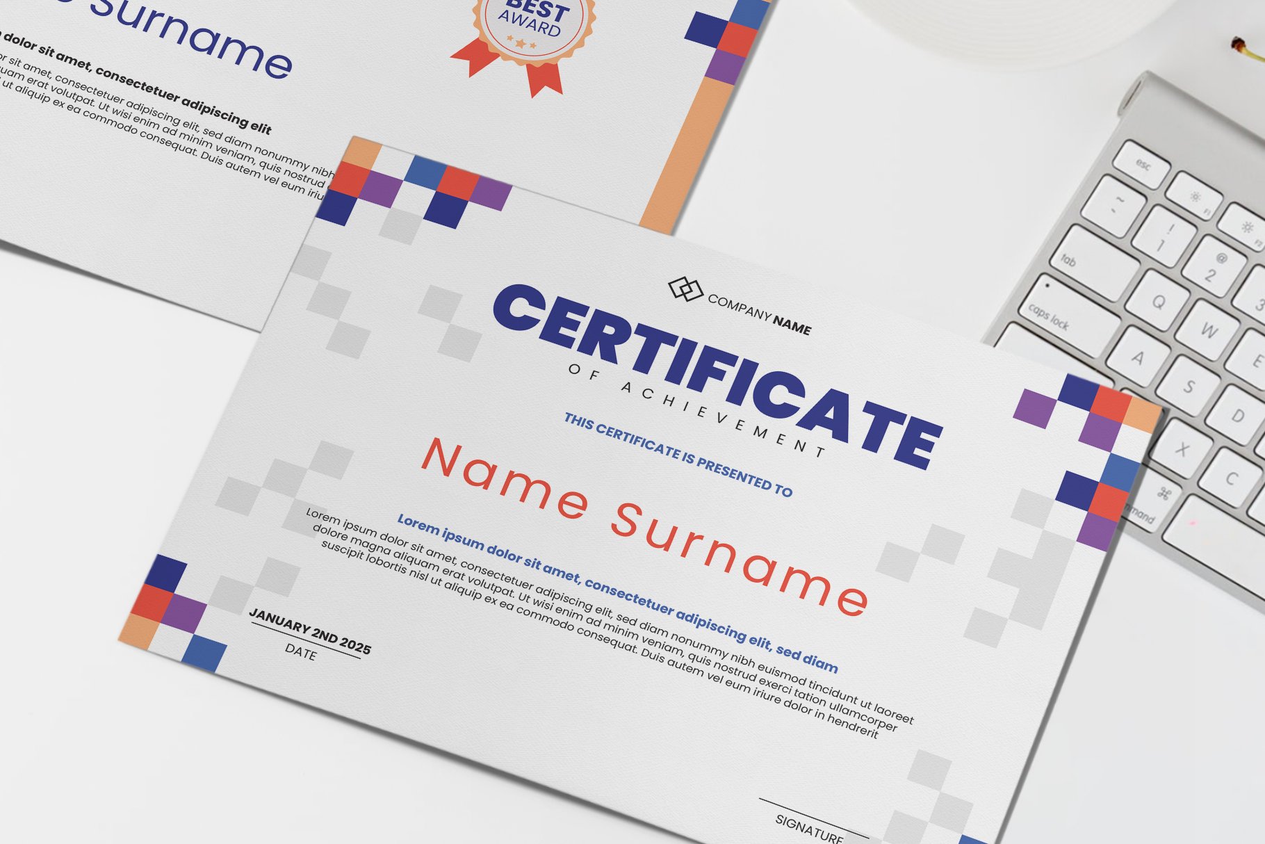 Double Version Certificate Template preview image.