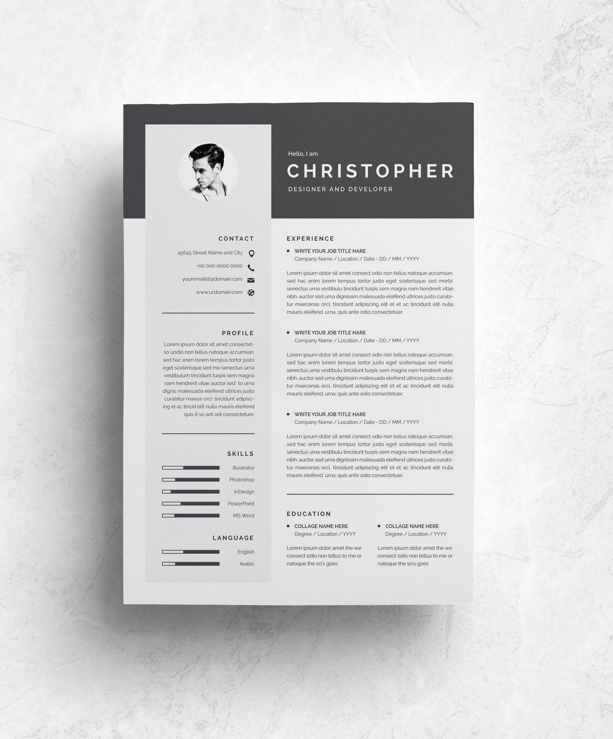 3 Pages Modern Resume Template/CV preview image.