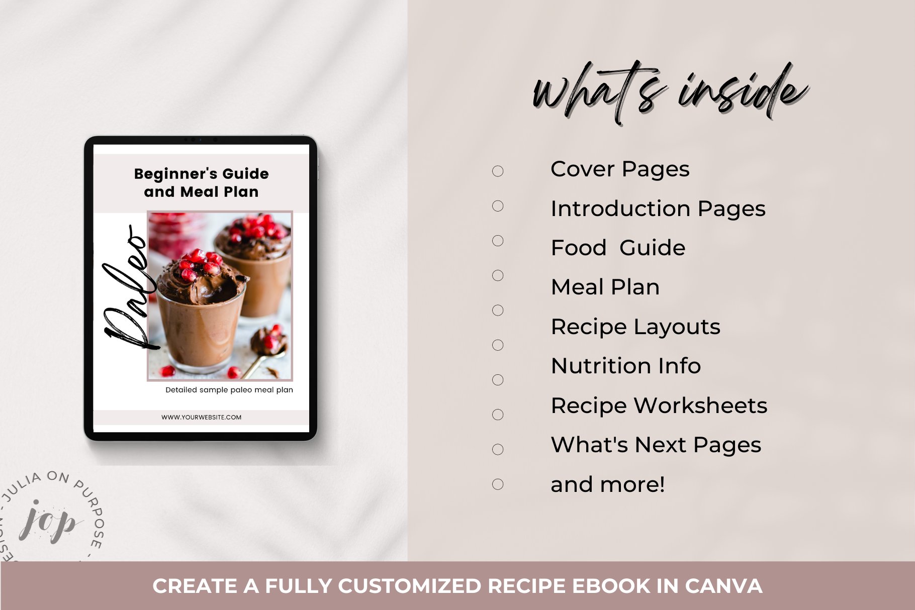 Recipe Book Template for Canva preview image.