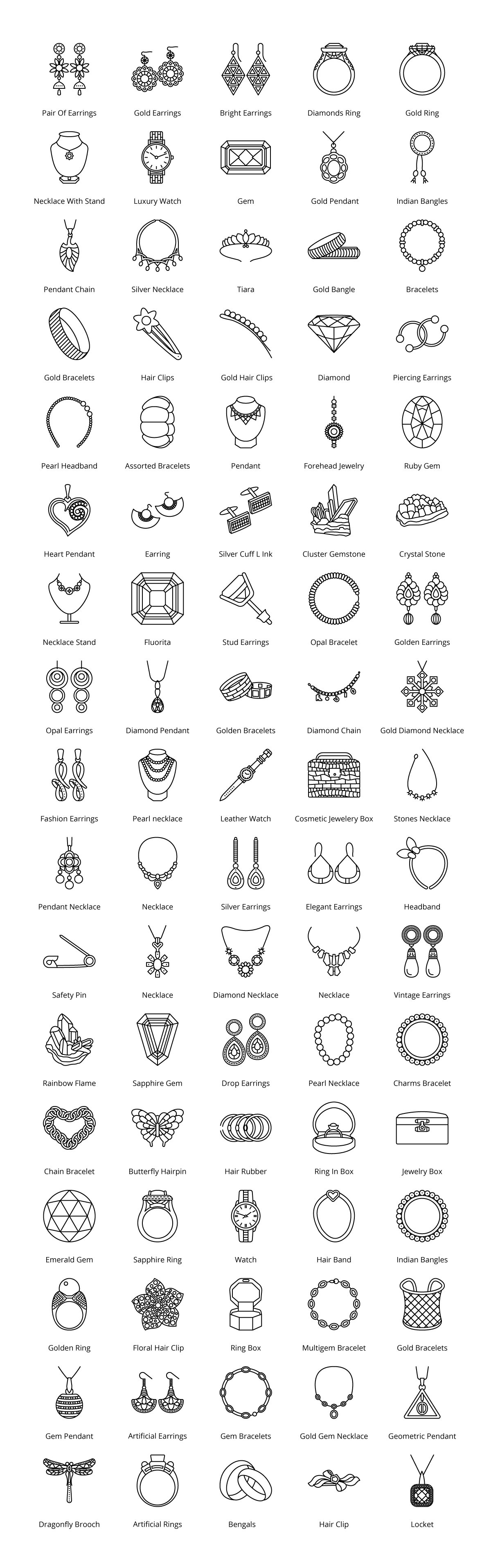 Jewelry Shop Unique 150 Icons preview image.