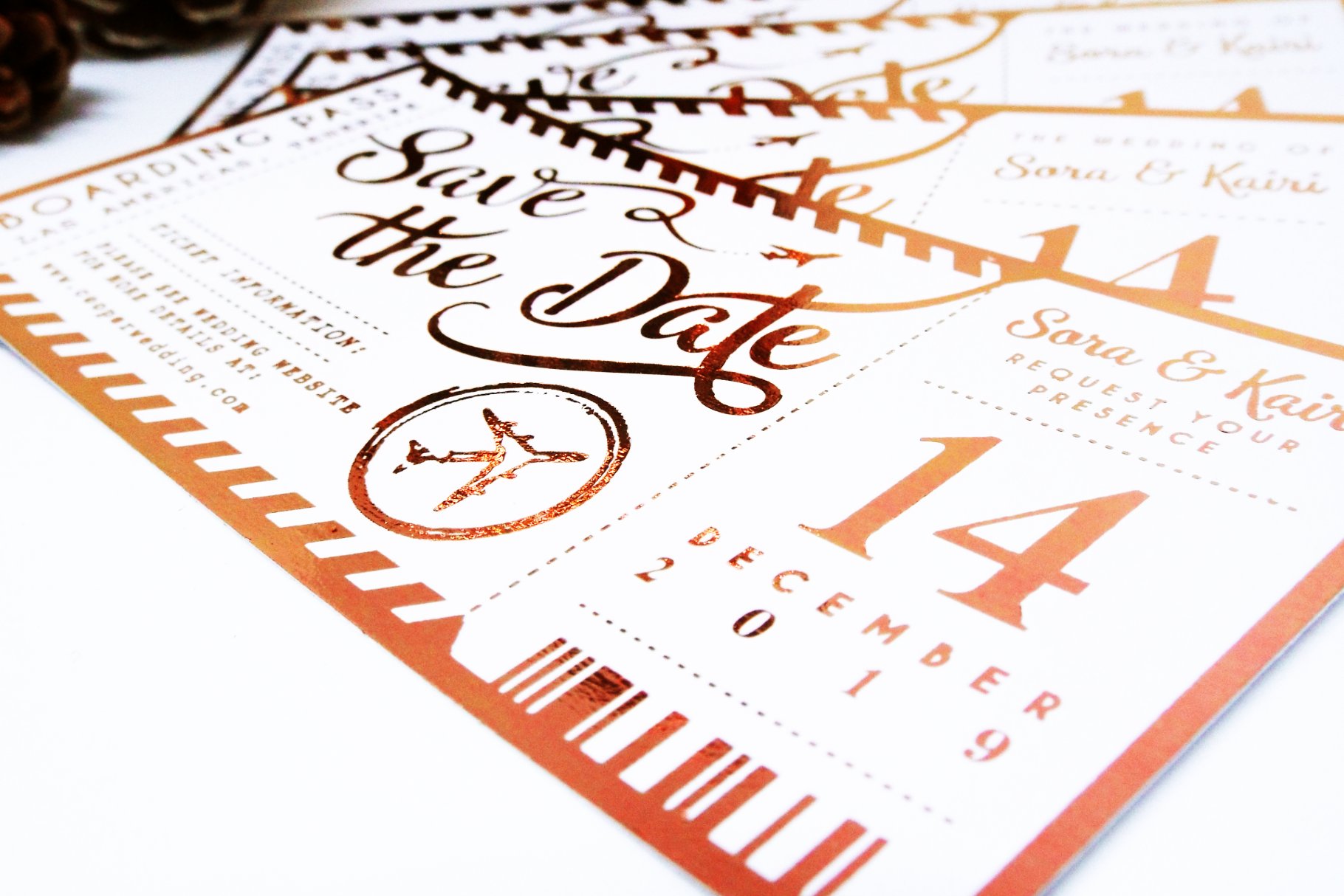 Save the Date Plane Ticket Template preview image.