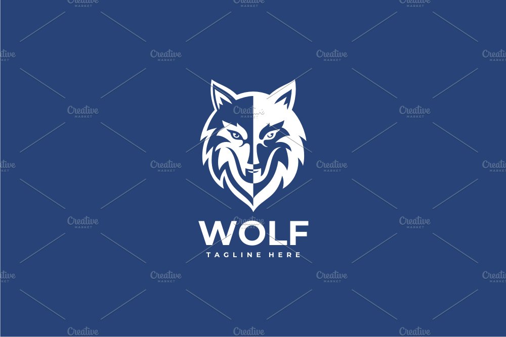 Wolf Head Logo Template preview image.