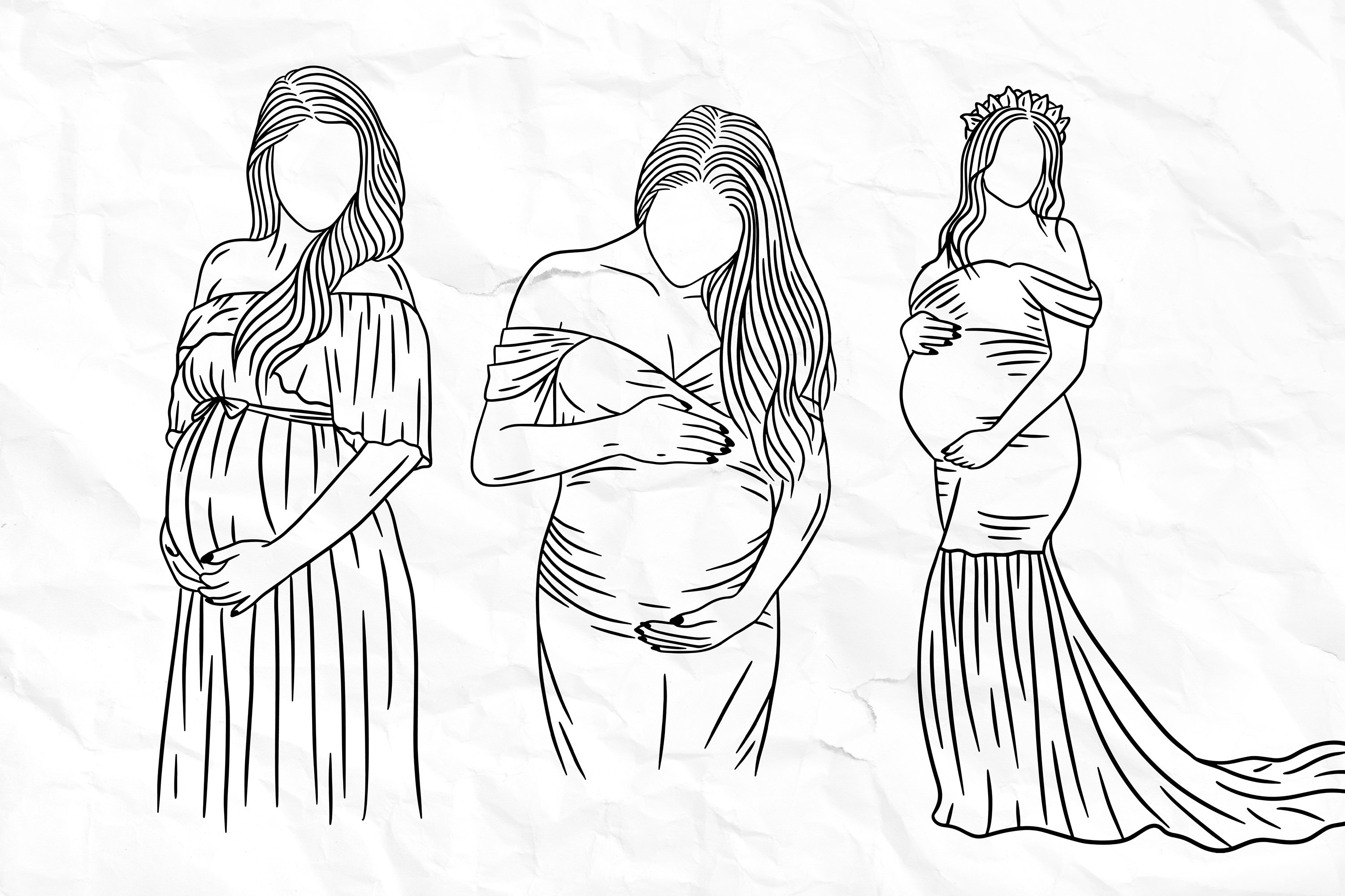 One line drawing of happy pregnant woman 9516106 Vector Art at Vecteezy