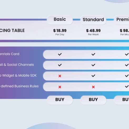 Pricing Table Template cover image.