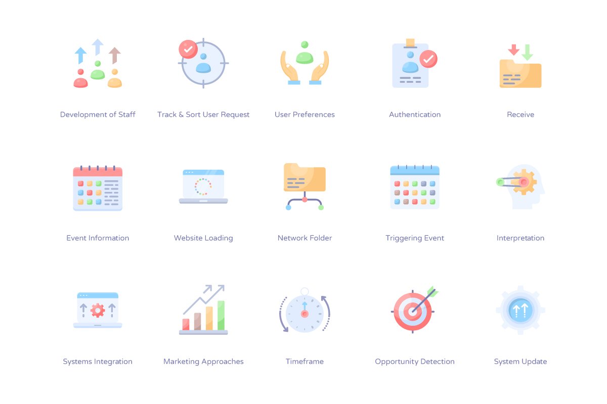 Business Icons Flat Vectors preview image.