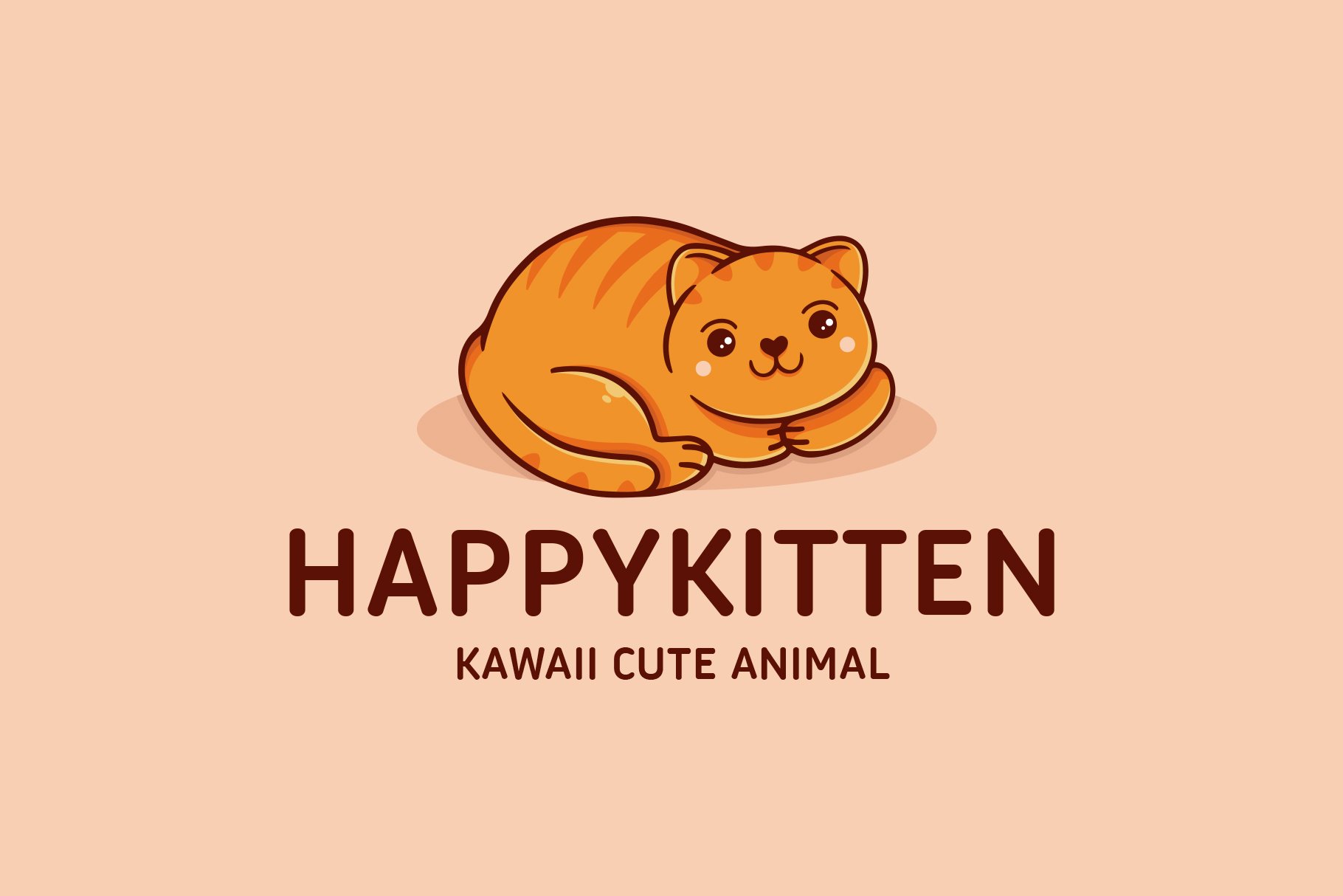 Cute Kawaii Cat Logo Template cover image.
