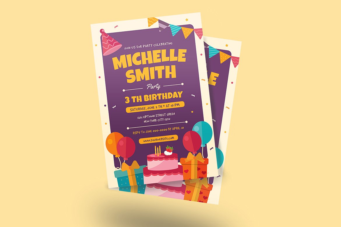 Colorful Birthday Invitation/Flyer preview image.