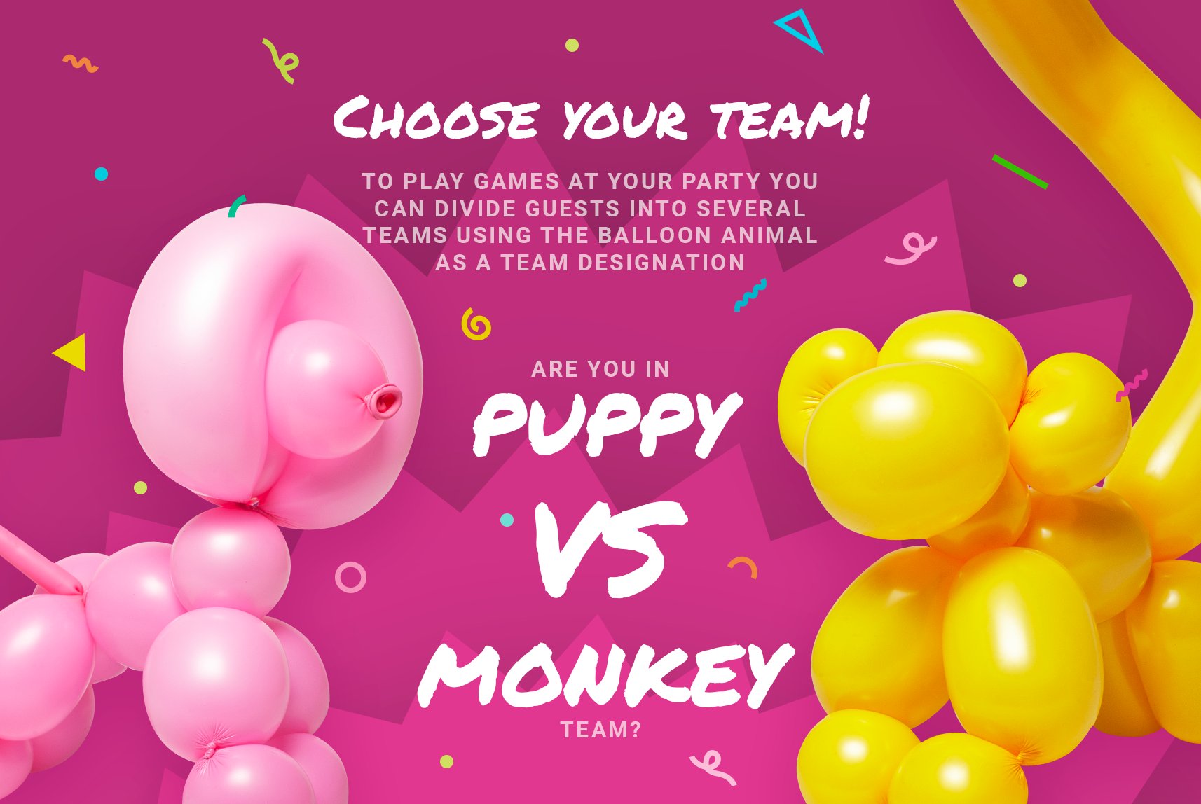 Birthday invites with Baloon animals preview image.