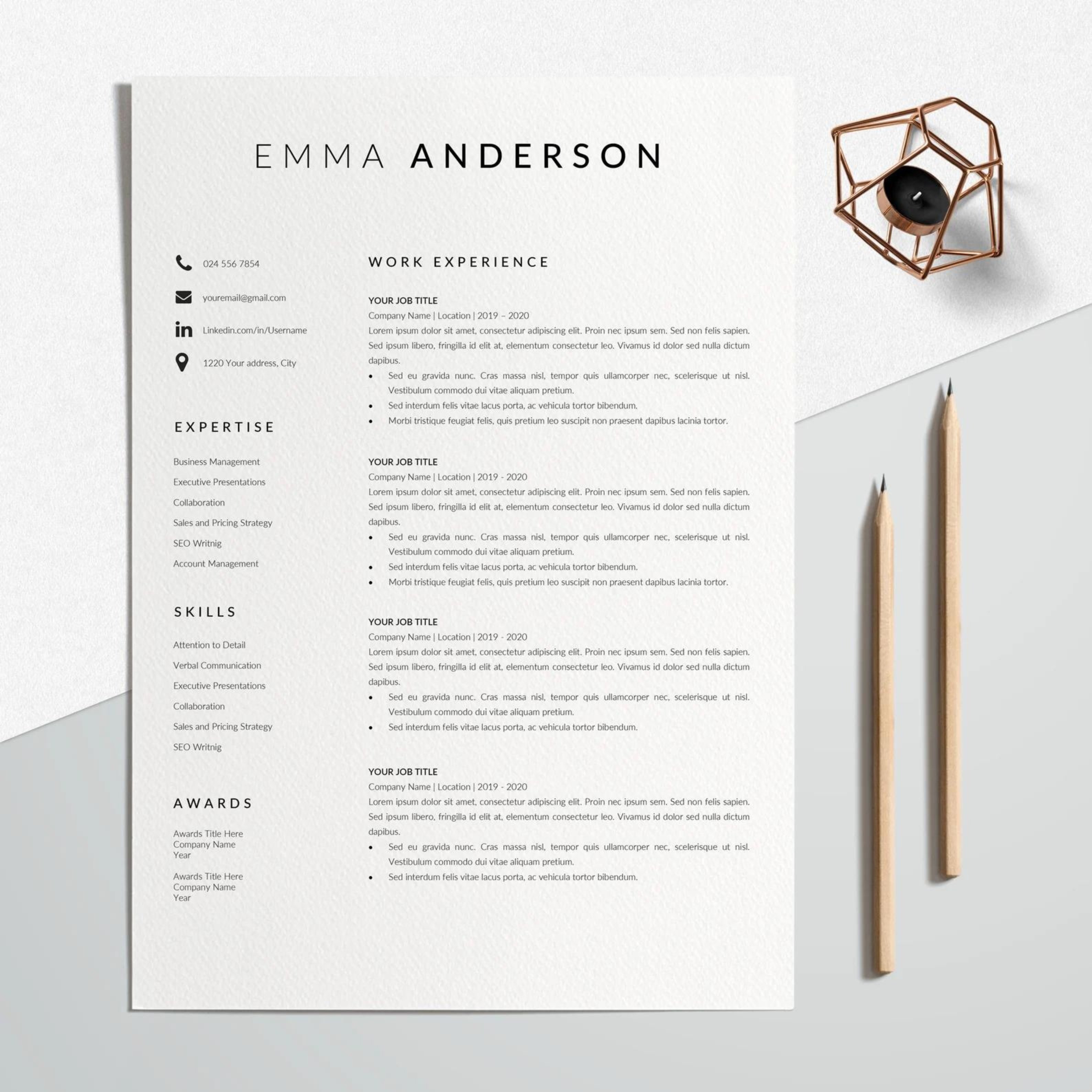 Simple Resume Template preview image.