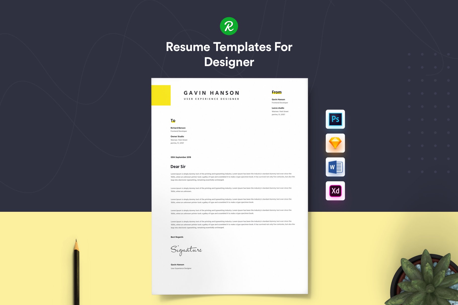 Corporate Resume with portfolio preview image.