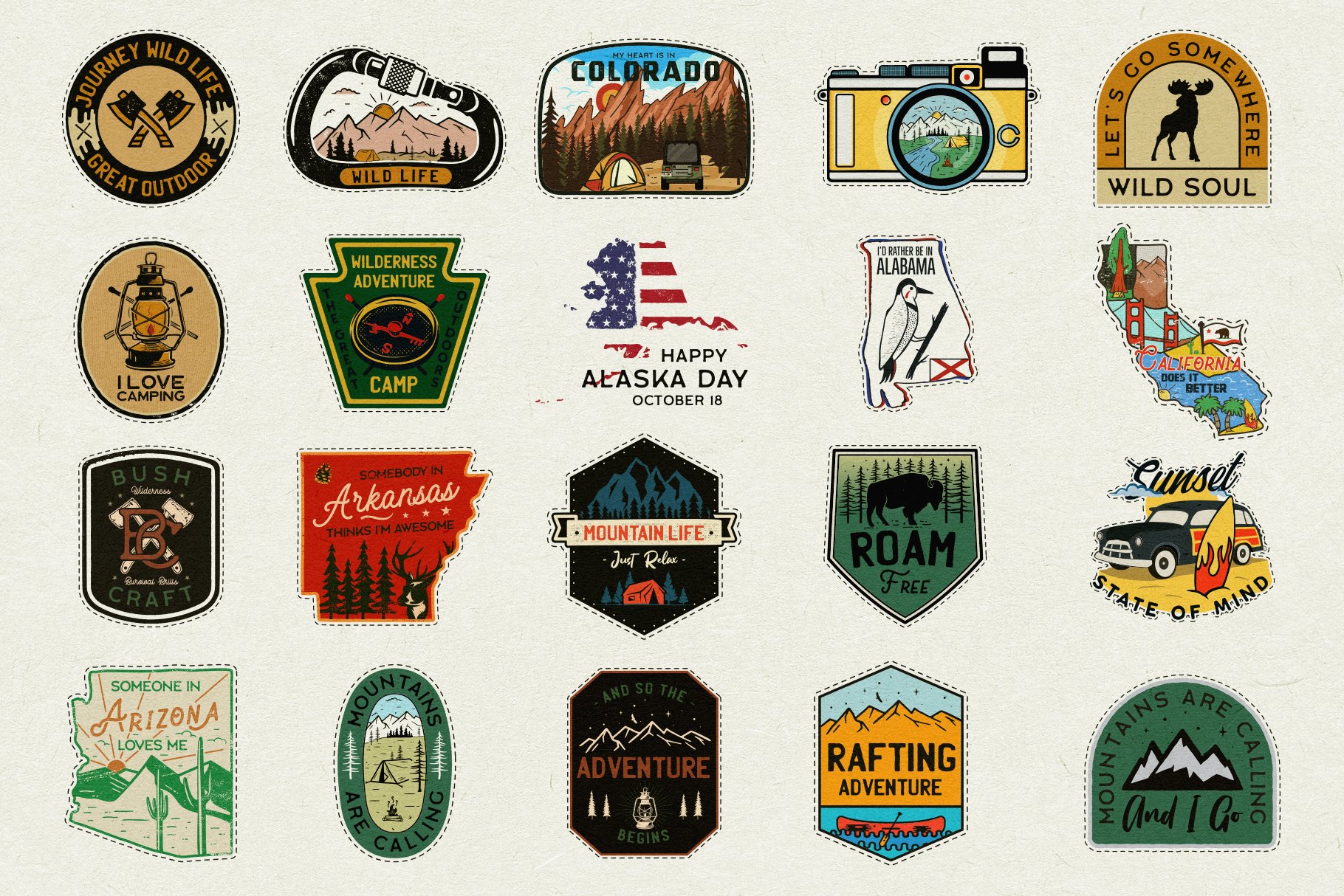 20 Camp Adventure Logos Badges SVG preview image.