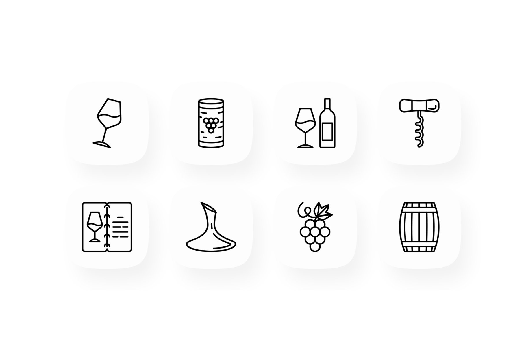 Wine 16 Thin Line Icons Set preview image.
