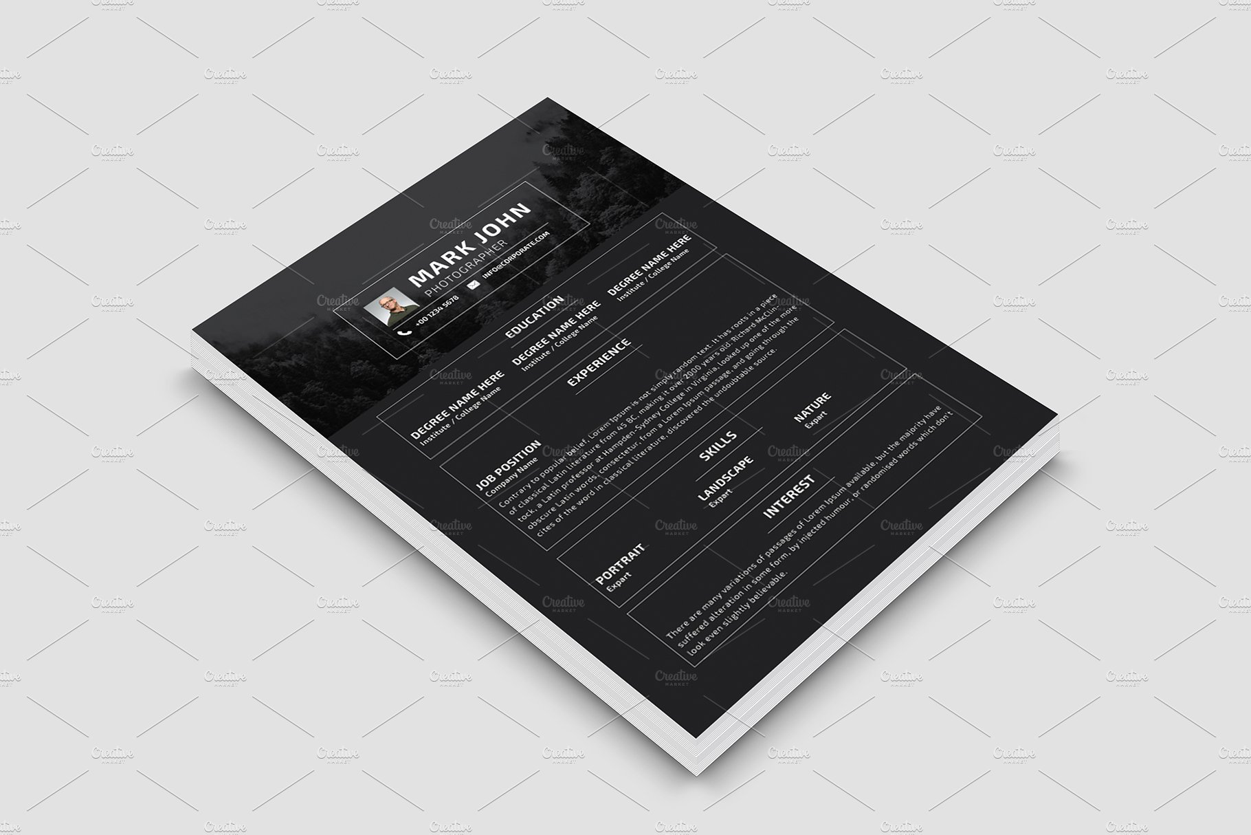 Black and white professional resume template.