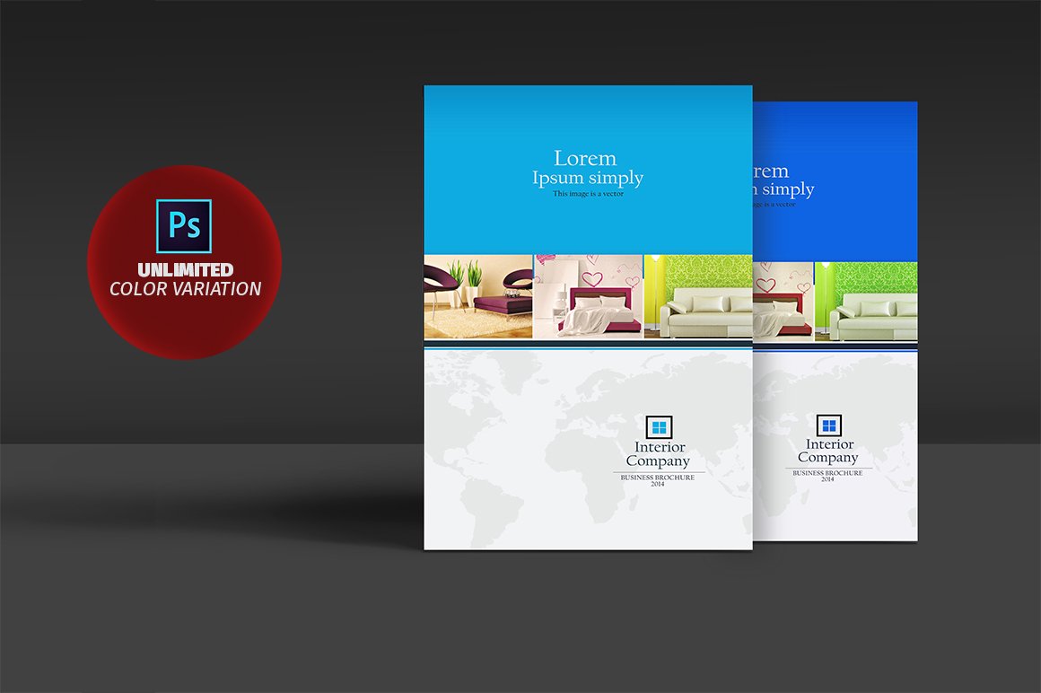 Interior Bifold Brochure Template preview image.