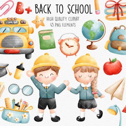 Back to school clipart, school cover image.
