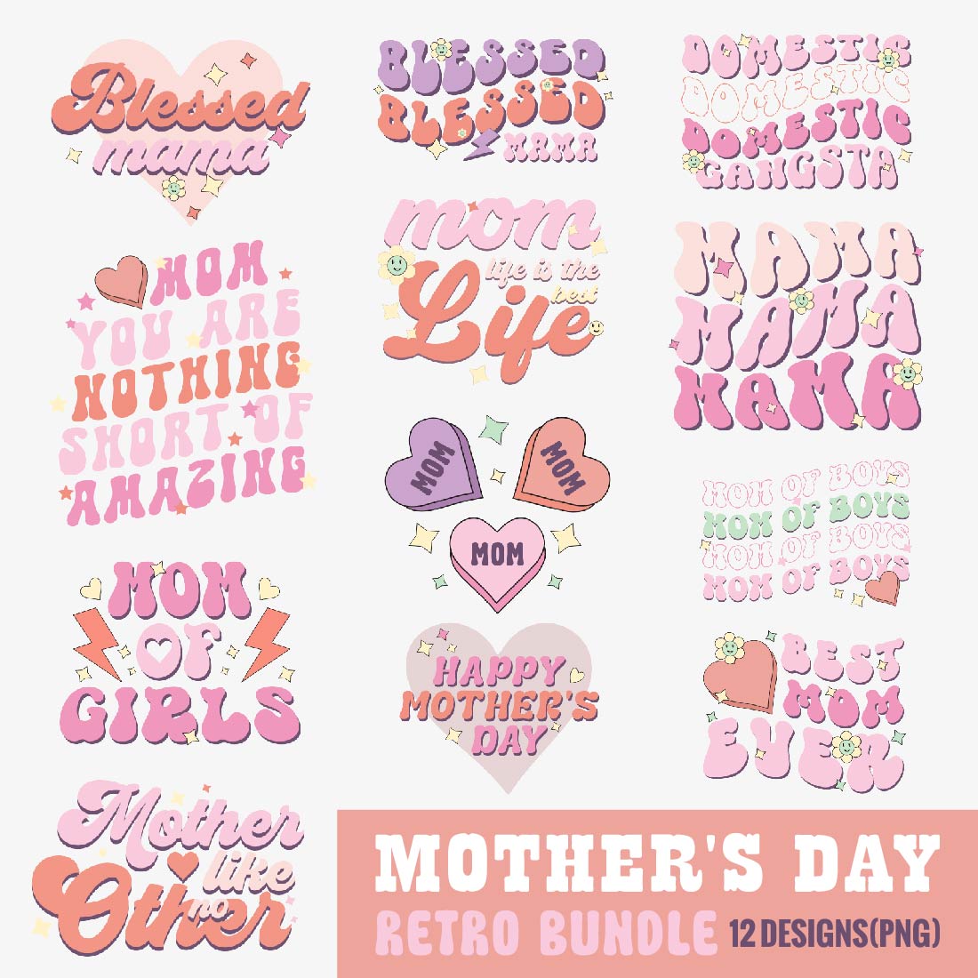 Mother's Day Retro Sublimation Bundle cover image.
