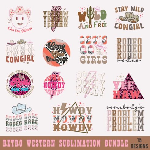 Retro Western Sulimation Bundle cover image.