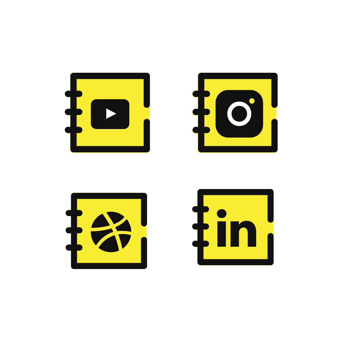 Yellow and black icon of a camera and a video player.