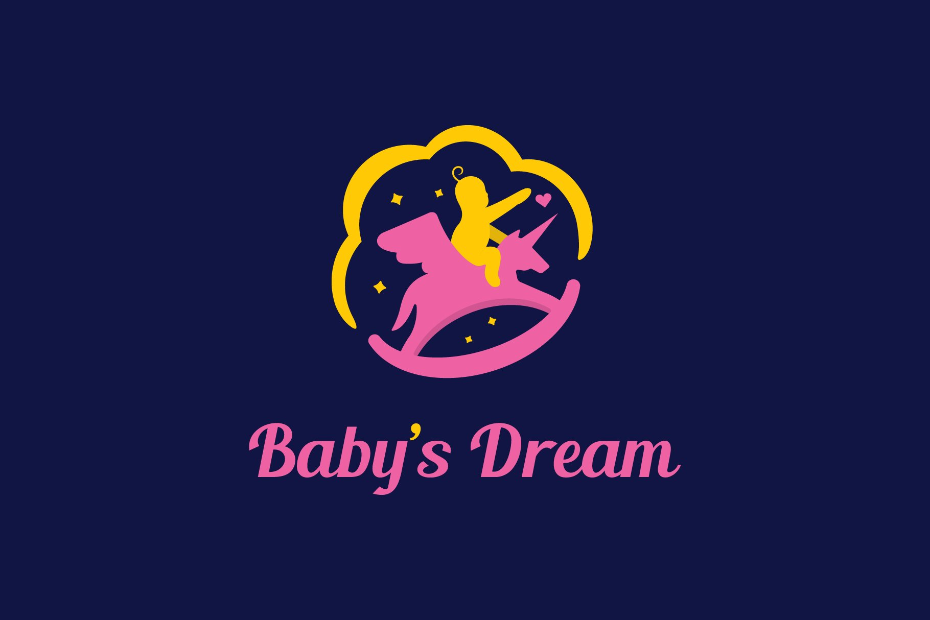 Playful baby ride unicorn logo cover image.