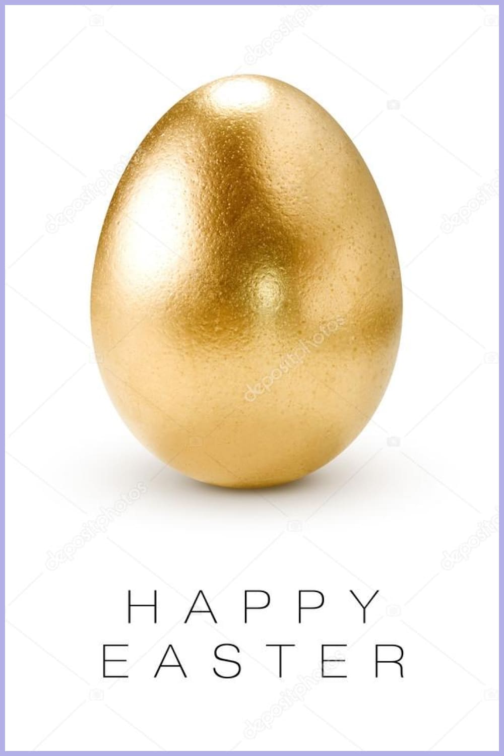 Happy Easter greeting card with gold egg.