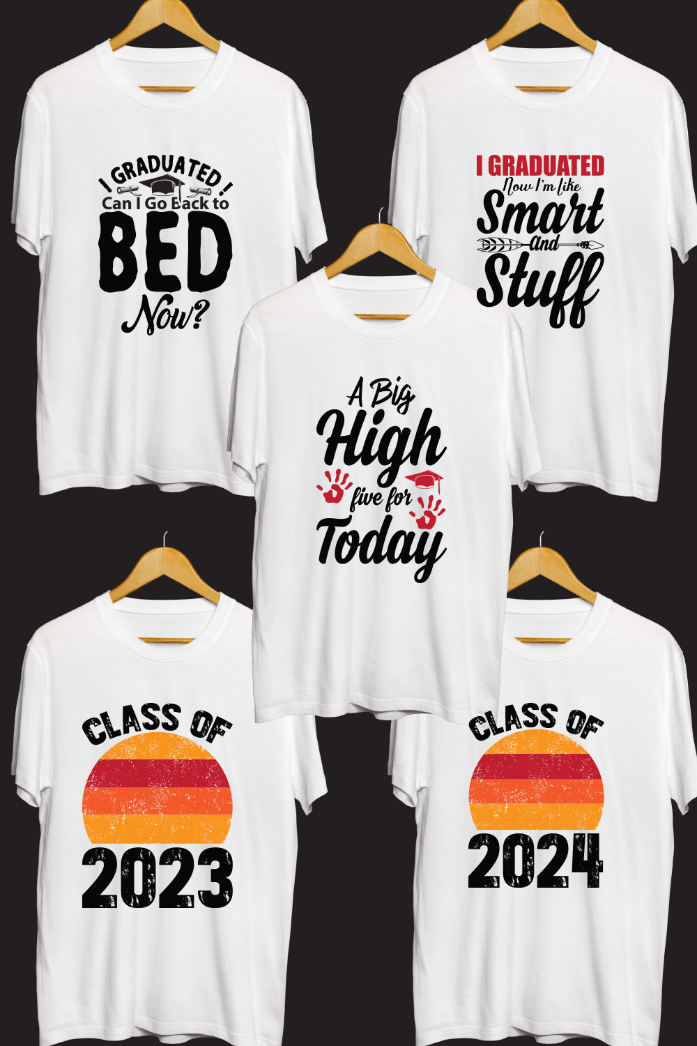 Graduation SVG T Shirt Designs Bundle pinterest preview image.